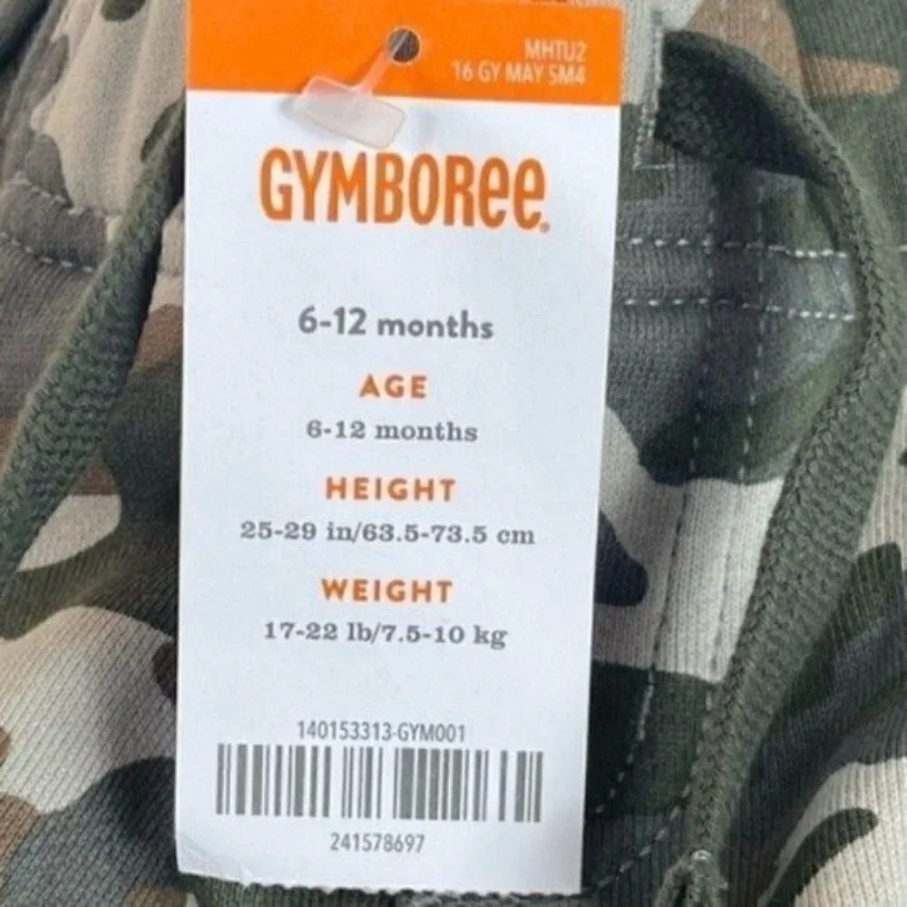 GYMBOREE Camo 6-12 months shorts drawstring elastic waistband pockets NWT